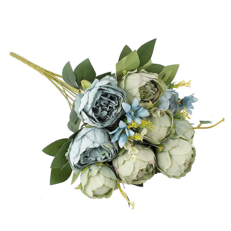 Louiesya 2 Packs of Artificial Peony Flowers Silk Peonies Fake Flower Bouquet Arrangements for Home Wedding Party Decoration (Blue Greenï¼Œ2 Packs) - Image 3